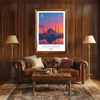 Hagia Sophia Sunset: Captivating Cultural Heritage Poster