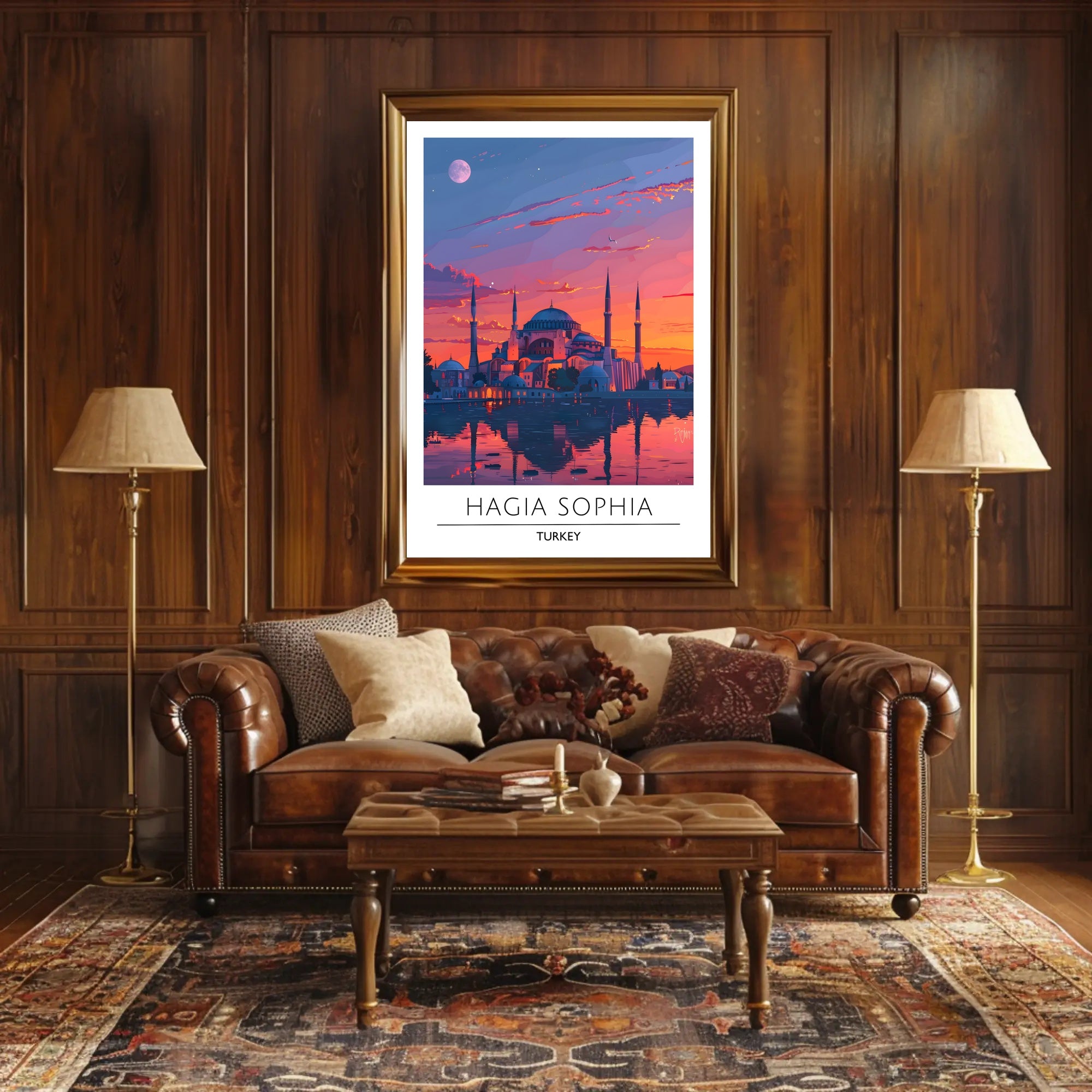 Hagia Sophia Sunset: Captivating Cultural Heritage Poster