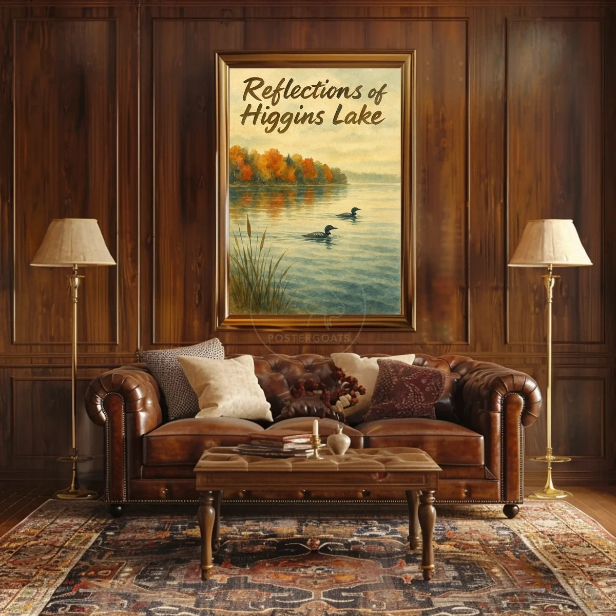 Higgins Lake Watercolor Tranquility Artistic Poster
