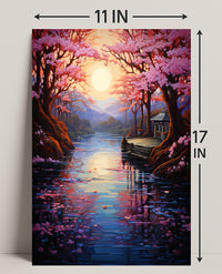 Tranquil Cherry Blossom Landscape Poster