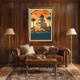 Majestic Desert Mosque at Sunset Poster