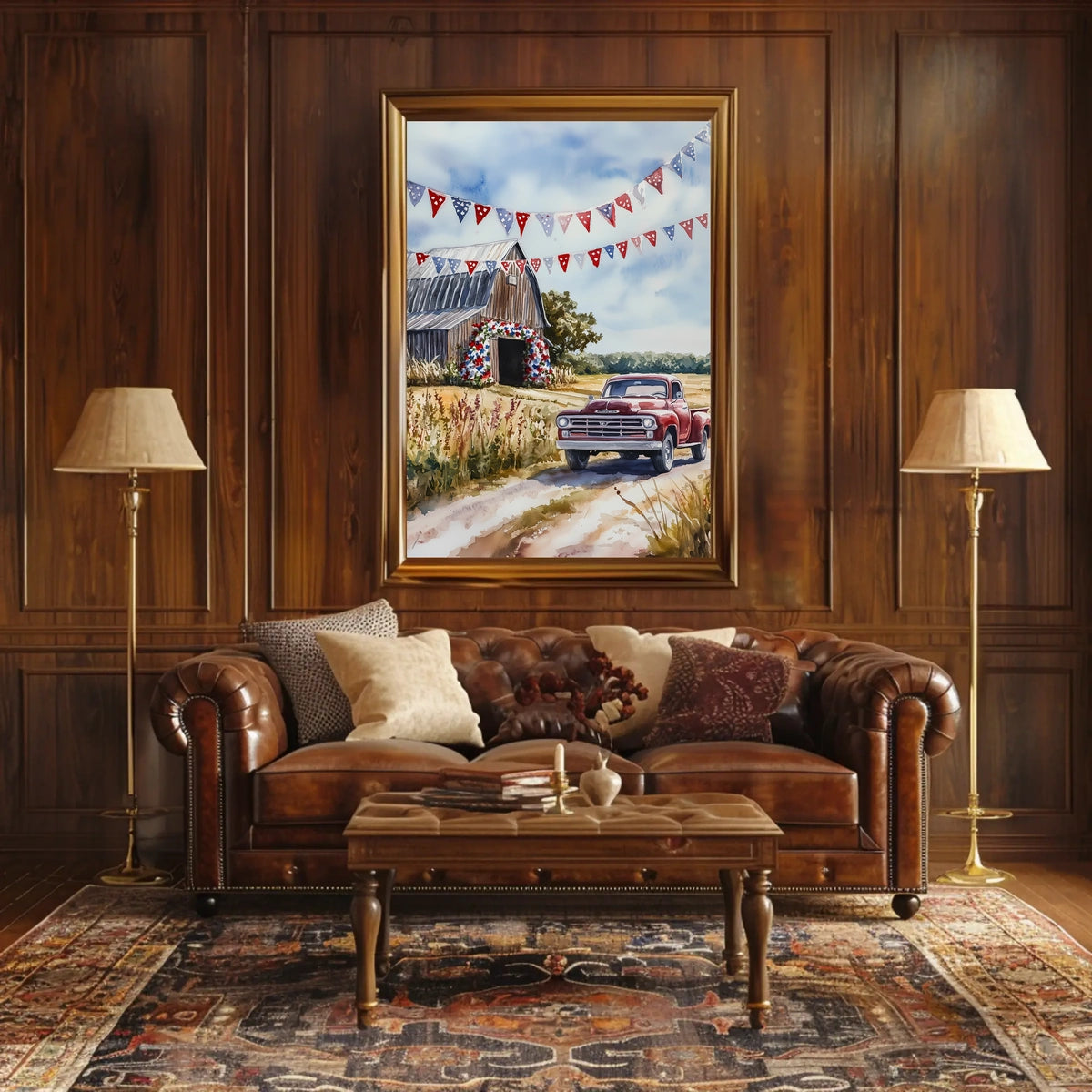 Rustic Barn And Vintage Truck Scene At Dusk Rural Poster