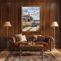Rustic Barn And Vintage Truck Scene At Dusk Rural Poster