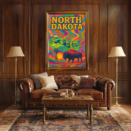 North Dakota Psychedelic Poster
