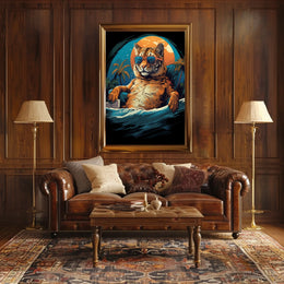 Relaxed Tiger on Beach Artistic Animal Poster