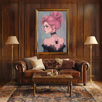 Gothic Elegance Woman Illustration Spider Tattoo Poster