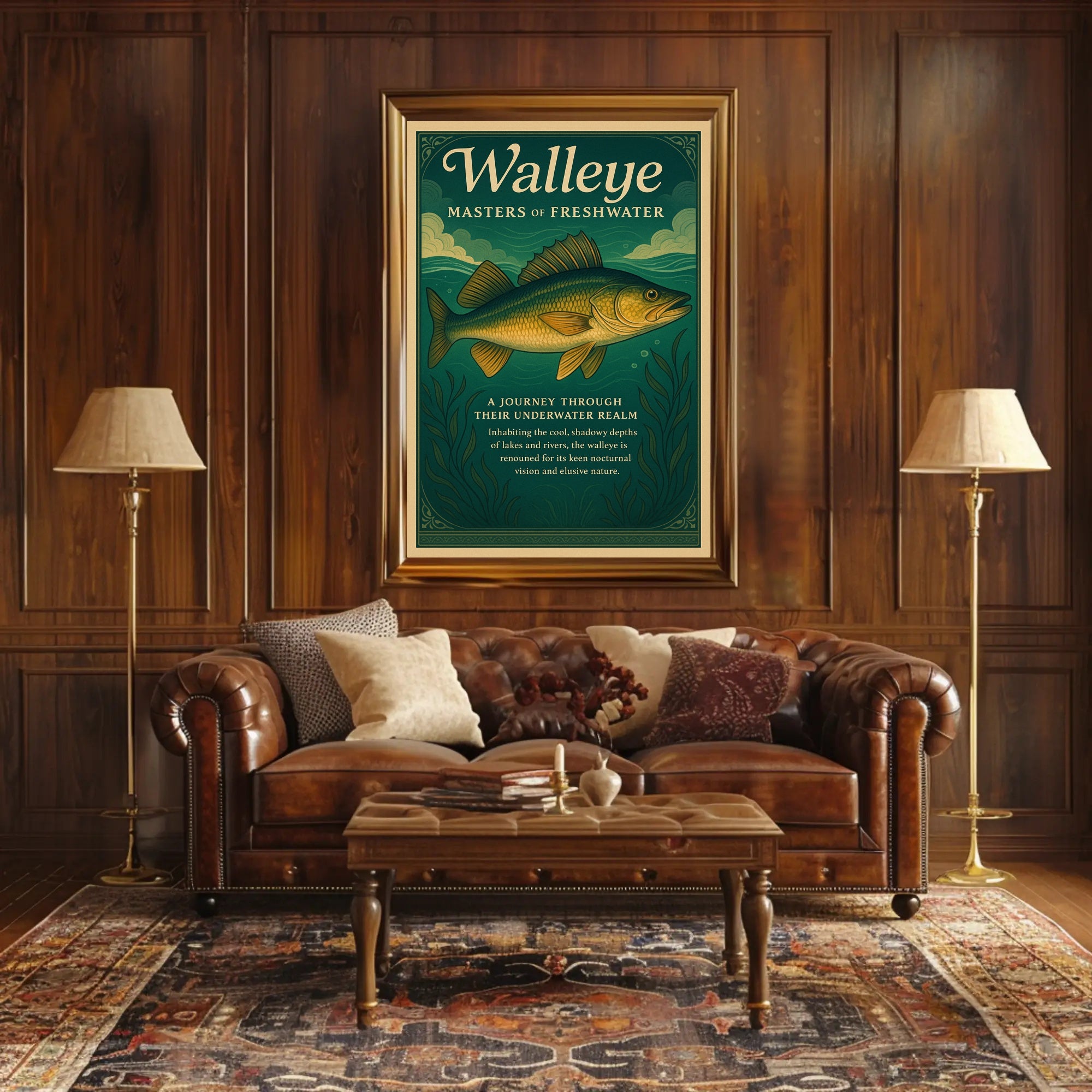 Walleye Fish Illustration: A Master of Freshwater Environments Animal Poster