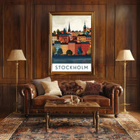 Stockholm Cityscape with Classic European Architecture Travel Poster