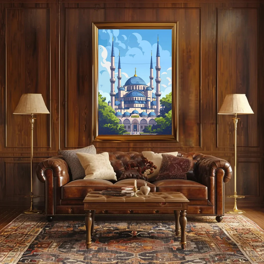 Grand Mosque Vector Art: Vibrant Islamic Heritage Poster