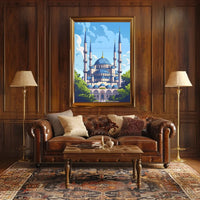 Grand Mosque Vector Art: Vibrant Islamic Heritage Poster