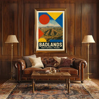 Badlands National Park Modern Geometric Abstract National Park Poster