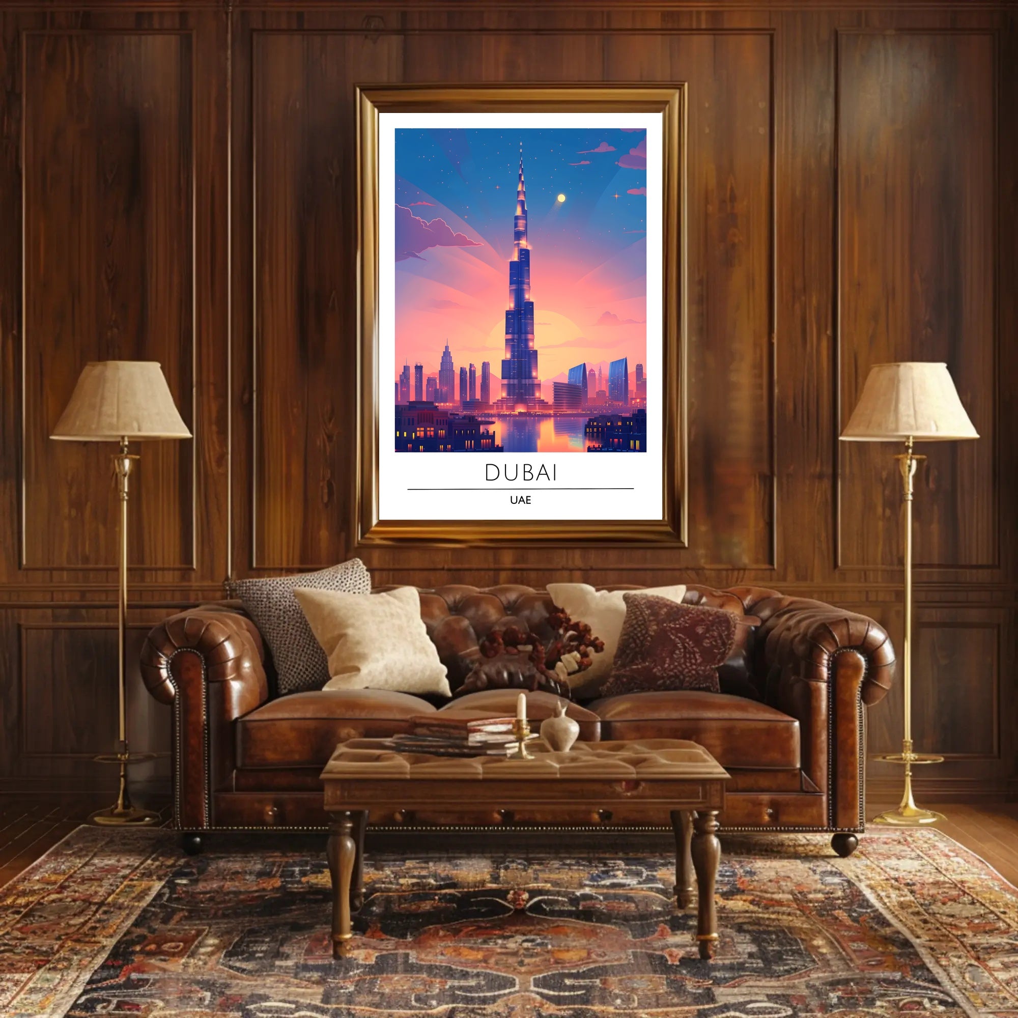 Dubai Sunset Burj Khalifa Urban Cityscape Poster