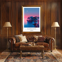 Dubrovnik Twilight Coast Travel Poster