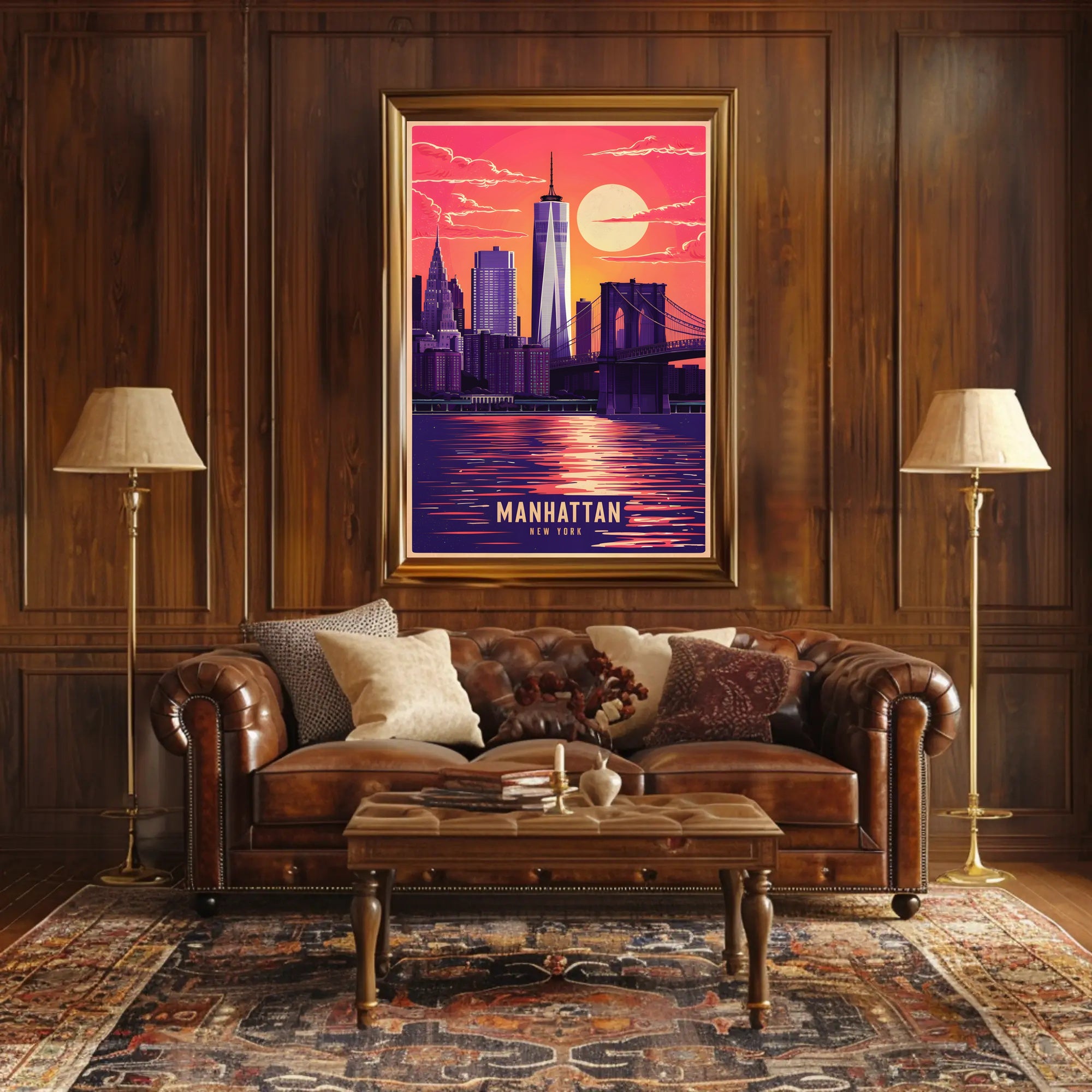 Manhattan Skyline at Sunset Poster