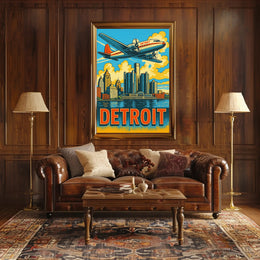 Detroit Skyline and Aviation Poster PosterGoat