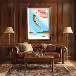 Vintage Soviet Water Sports Propaganda Poster