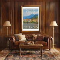 Scenic Bellagio Lake Como Italian Travel Poster