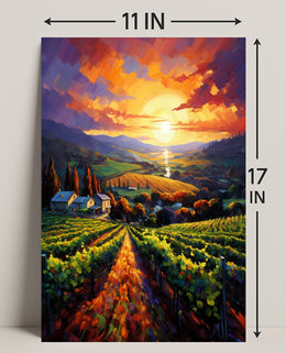 Sunset Over The Vineyard Poster