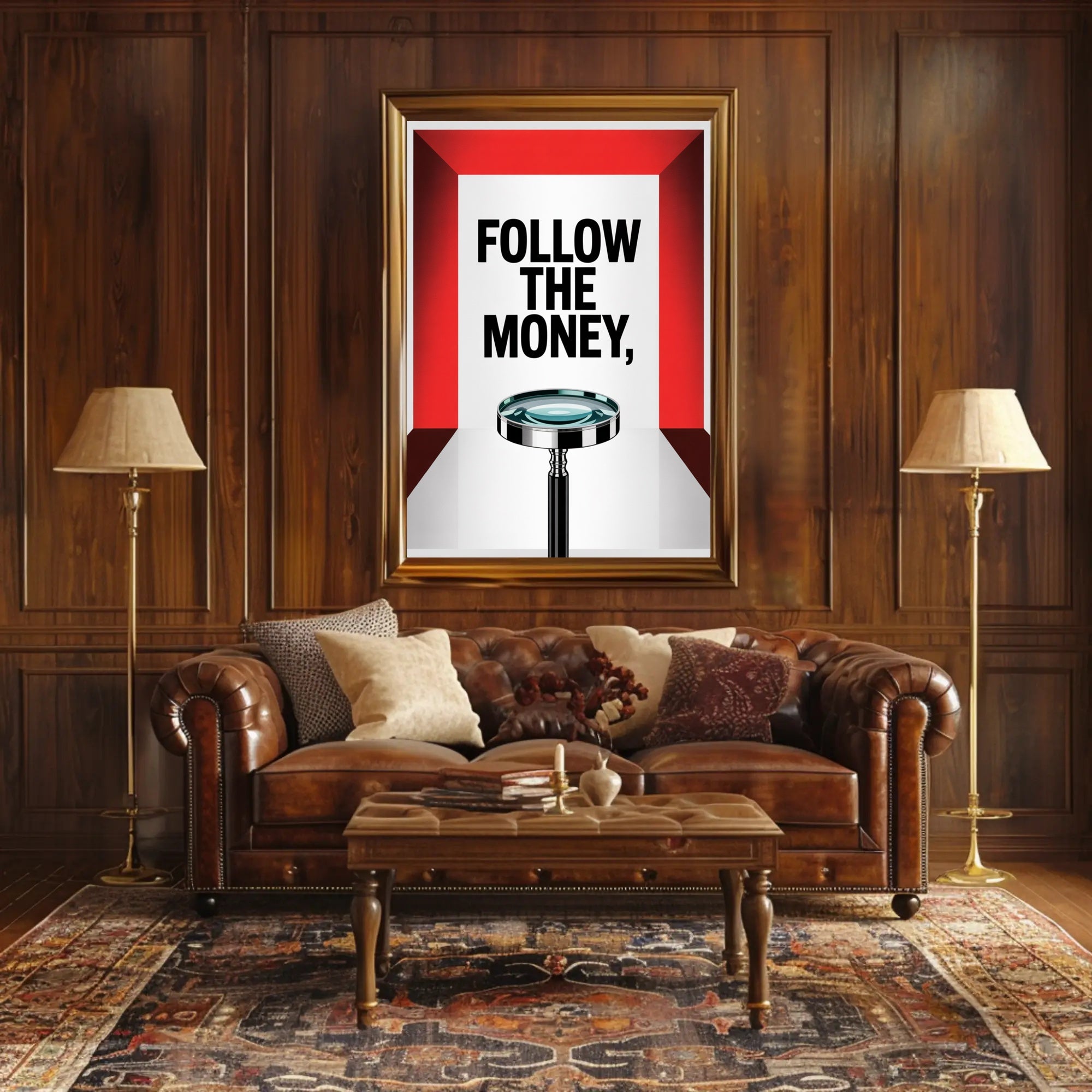 FOLLOW THE MONEY financial investigation motivational or quote poster
