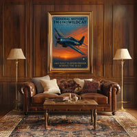Wildcat FM1 FM2 Aviation Poster Vintage Plane Print