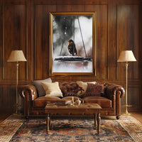 Winter Serenity: Bird on Swing Animal Poster