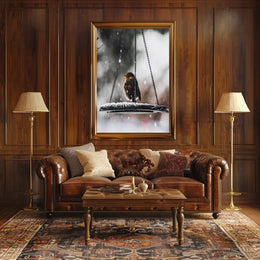 Winter Serenity: Bird on Swing Animal Poster