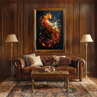 Phoenix Rebirth: Vibrant Mythical Bird Art Poster