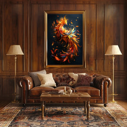 Phoenix Rebirth: Vibrant Mythical Bird Art Poster