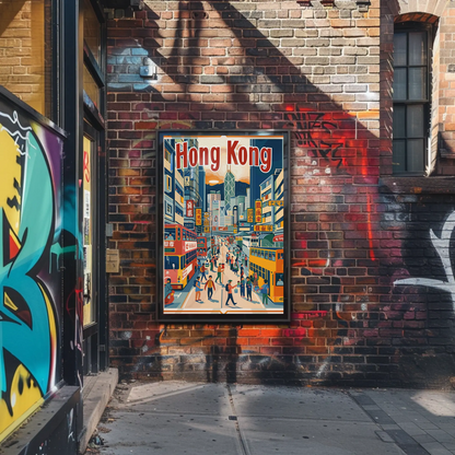 Hong Kong Busy Street Poster