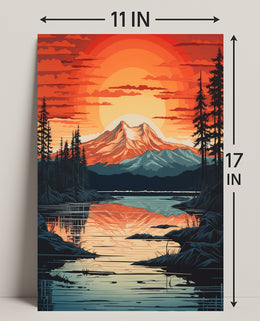 Serene Mountain Sunset Poster PosterGoat