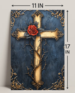 Ornate Cross With Rose Poster