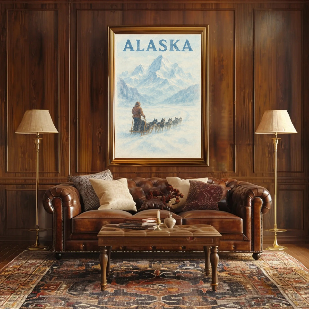 Alaska Dog Sledding Vintage Travel Poster