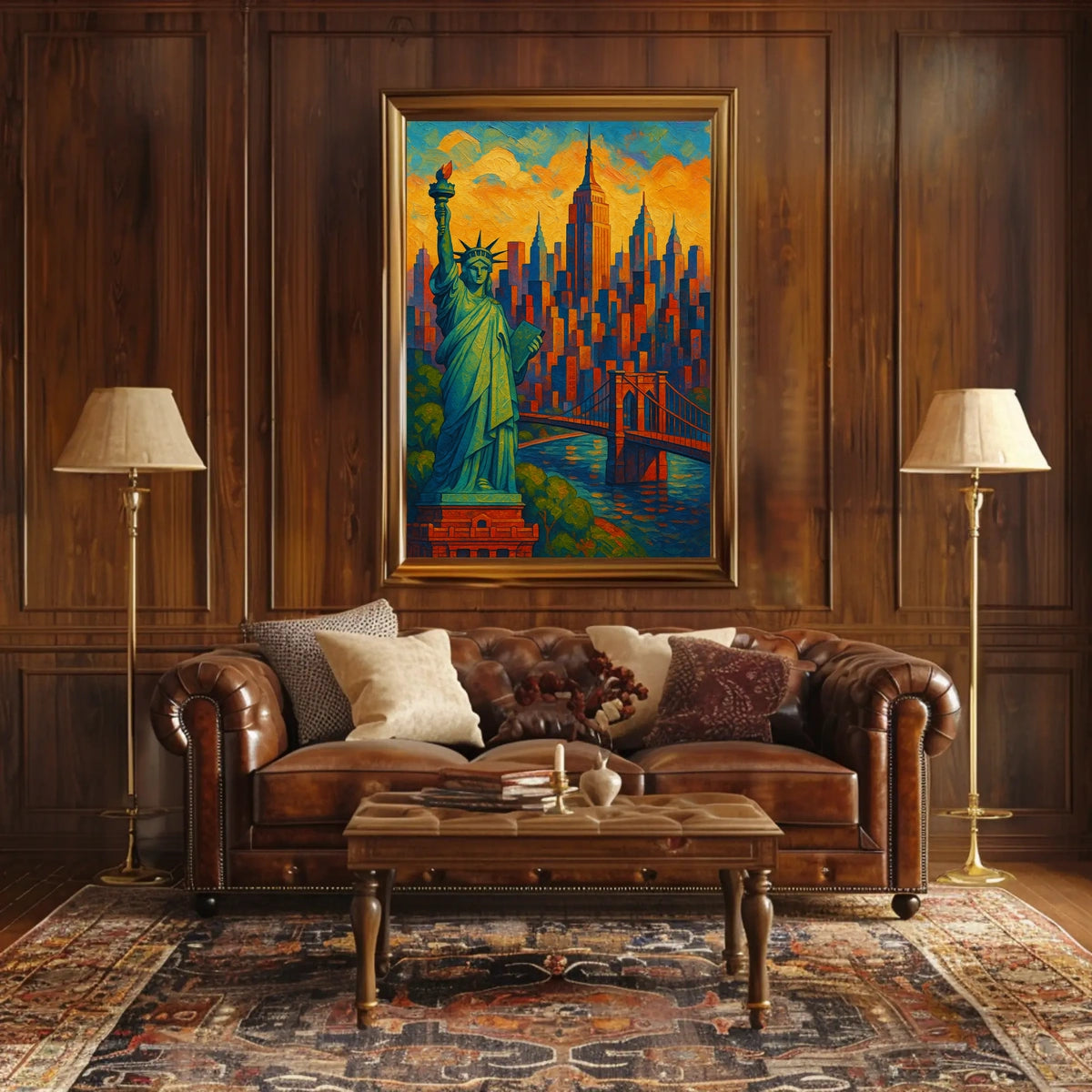 New York City Skyline Vibrant Poster Modern Wall Art