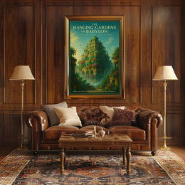 Hanging Gardens of Babylon Photorealistic Fantasy Mythology Poster