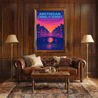 Amsterdam Canal At Sunset Poster