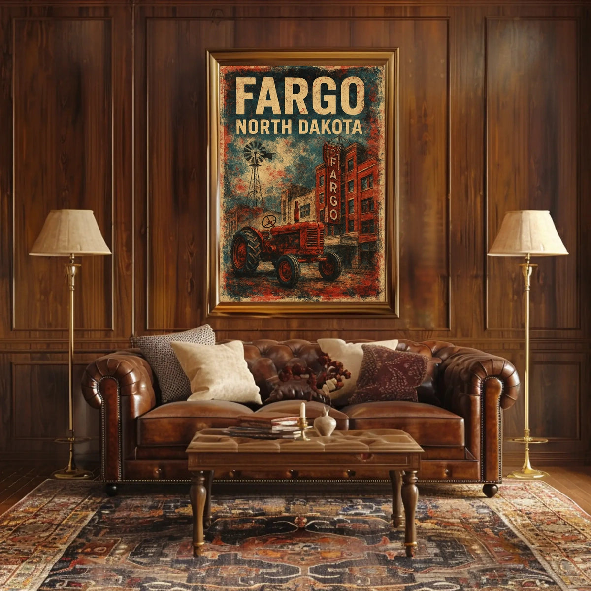 Fargo North Dakota Scenic Vintage Map Wanderlust Poster