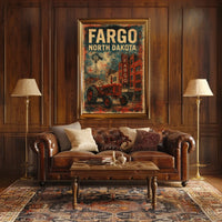 Fargo North Dakota Scenic Vintage Map Wanderlust Poster