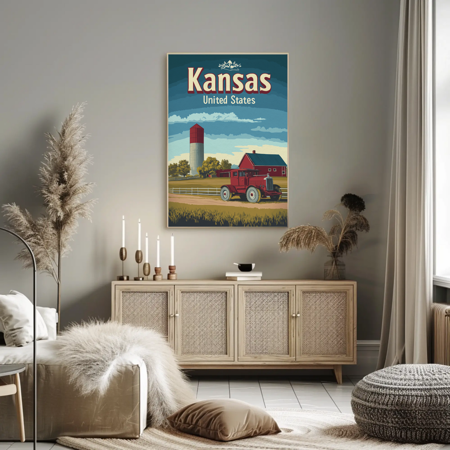 Kansas Farm Truck Vintage Poster