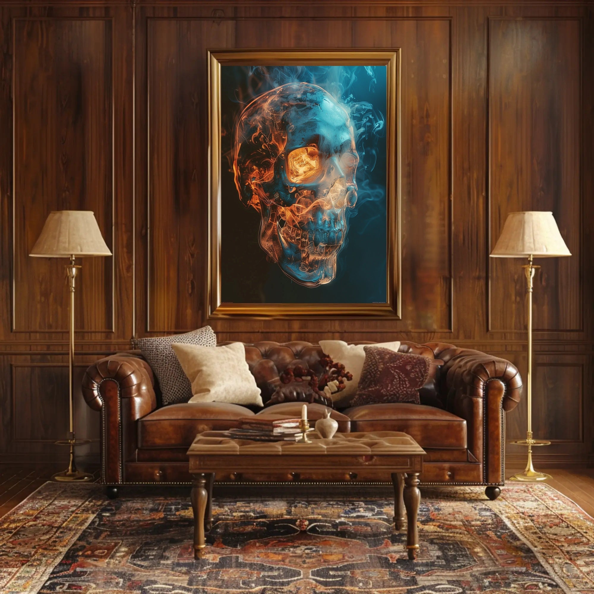 Fiery Skull Art Poster PosterGoat