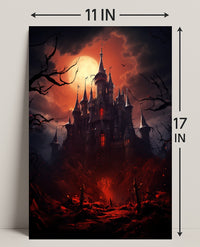 Haunted Castle Under Blood Moon Poster PosterGoat