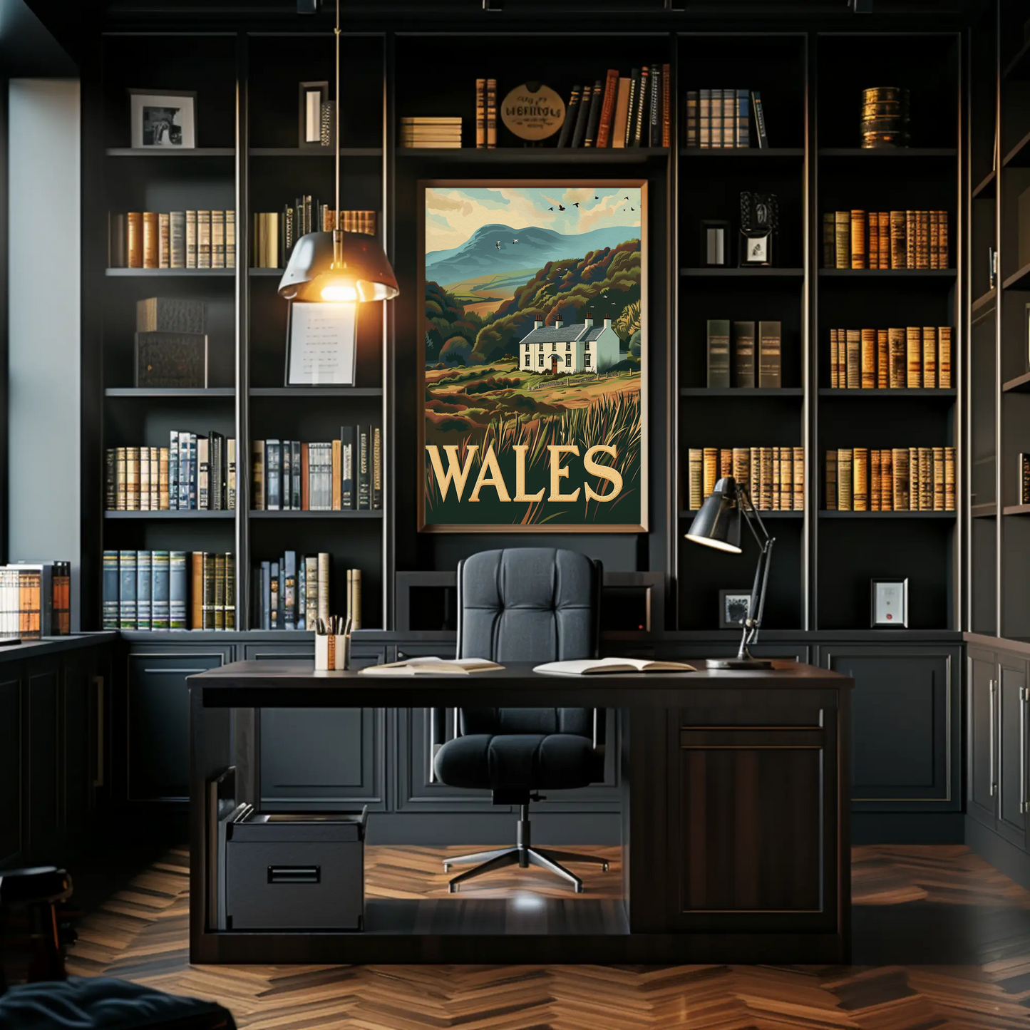 Wales Country Home and Hillside Travel Poster