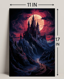 Enchanted Castle Under A Blood Moon Poster