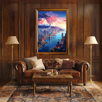 Cityscape At Sunset Poster