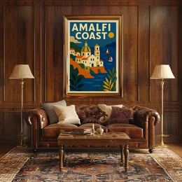 Amalfi Coast Travel Poster Wall Art for Coastal Decor