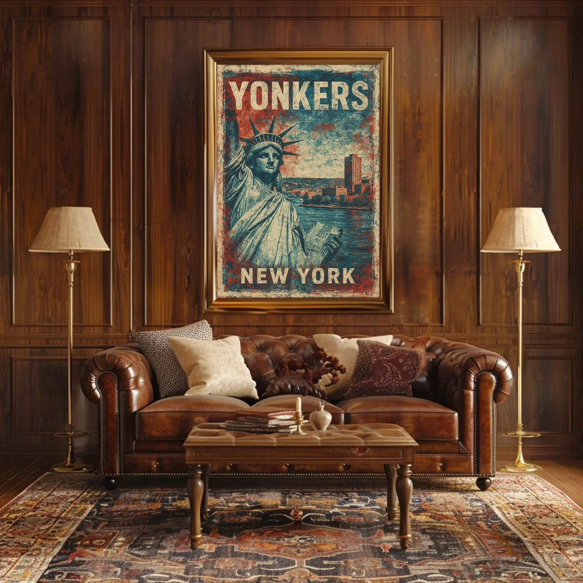 Yonkers Vintage Heritage Art Deco Cityscape Poster