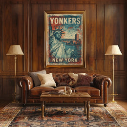 Yonkers Vintage Heritage Art Deco Cityscape Poster