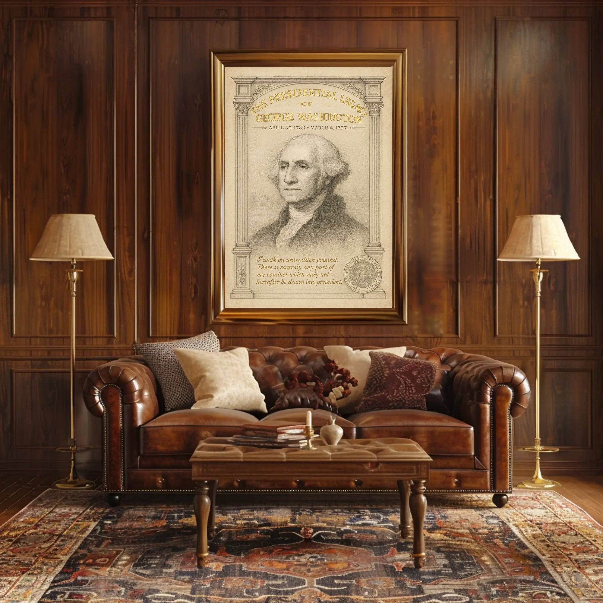 George Washington 1st President Sketch Poster Art Print Decor PosterGoat