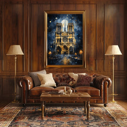 Gothic Splendor Notre-Dame At Night Poster