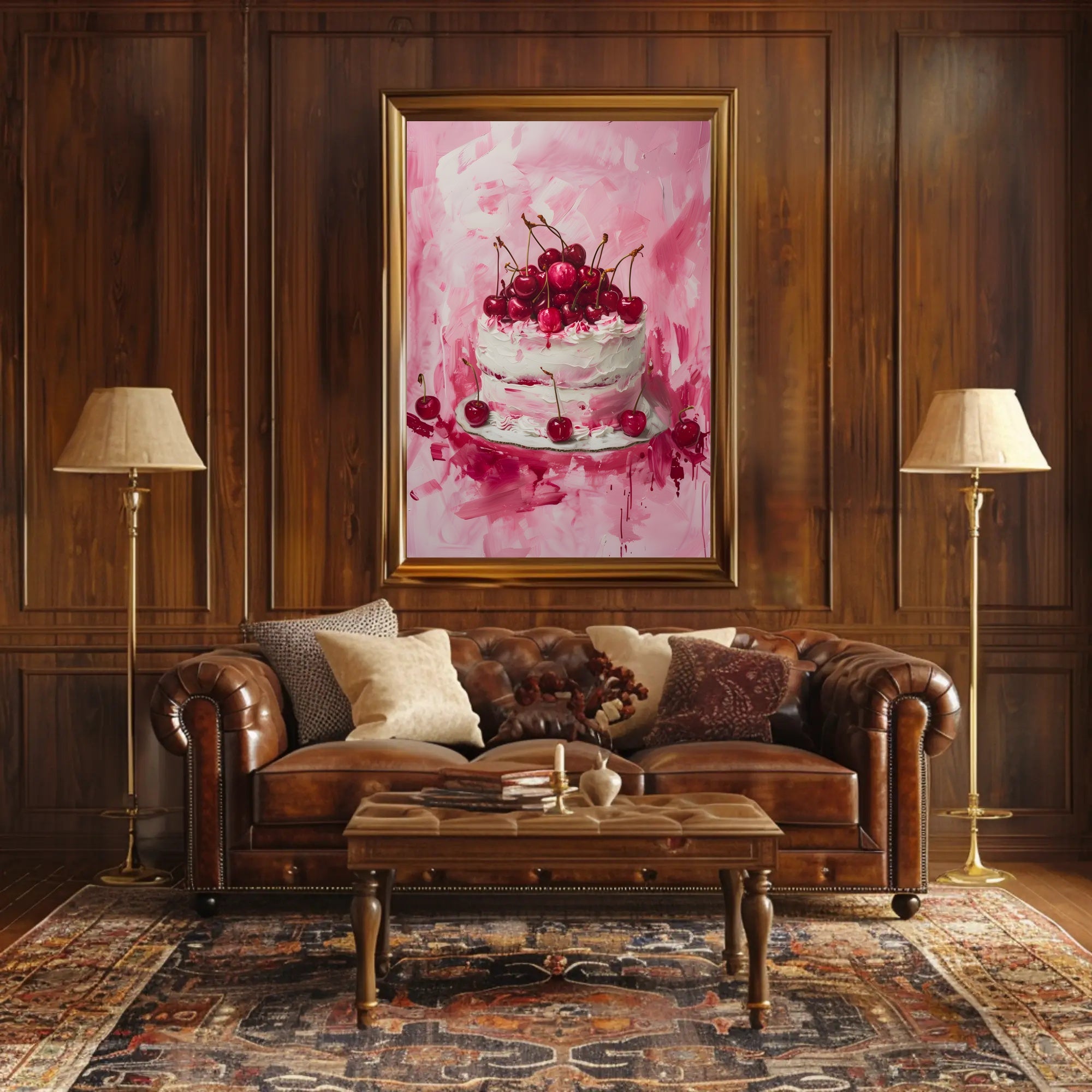 Cherry Celebration: Artistic Dessert Delight Poster PosterGoat