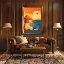 Sunset Over Serene Coastline Poster